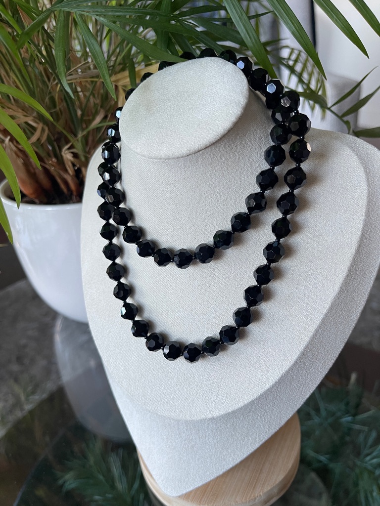 Heavyweight Faceted Crystal Glass Necklace | Gilded Glamour | 24" W/ Extender